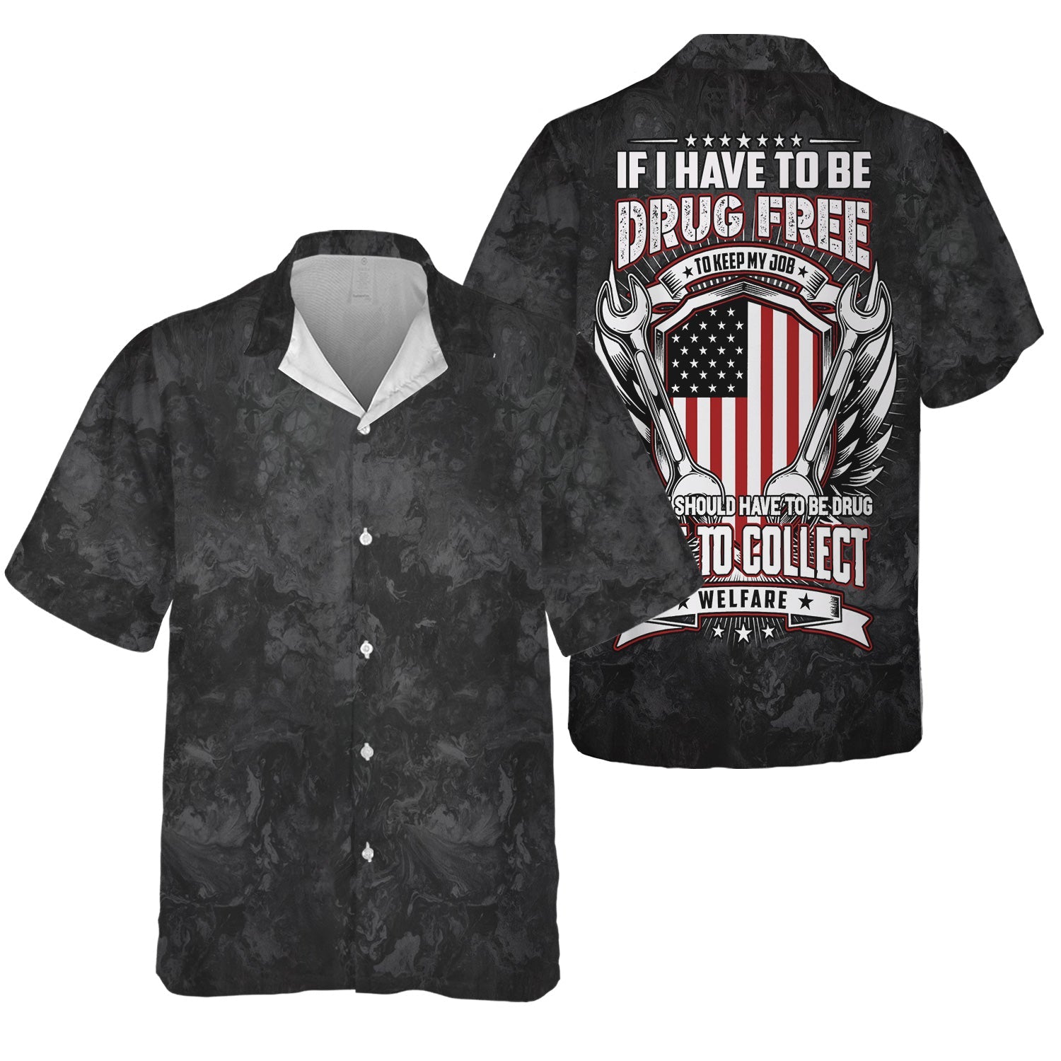 Blisscorners Funny Mechanic T Shirt If I Have To Be Drug Free To Keep My Job American Flag Wrench Auto Repair Garage Workwear Tee Patriotic Gift For Men Dad