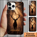 Blisscorners Artist Hunting Deer Silhouette Golden Sunlit Forest Personalized Name Phone Case