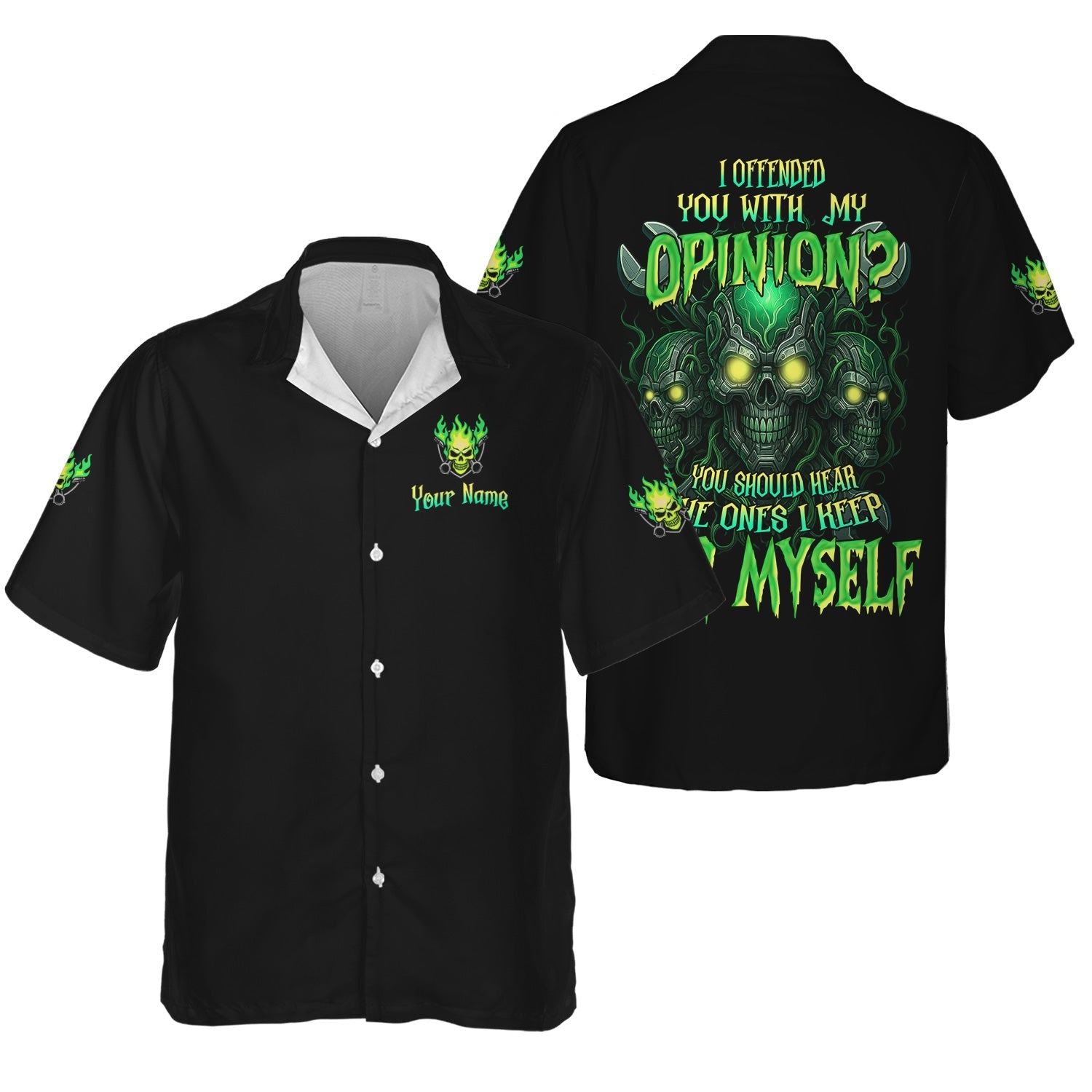Blisscorners Custom Name Skull Wrench Mechanic T Shirt I Offended You With My Opinion Mechanic Hoodie Jacket Printed T Shirt