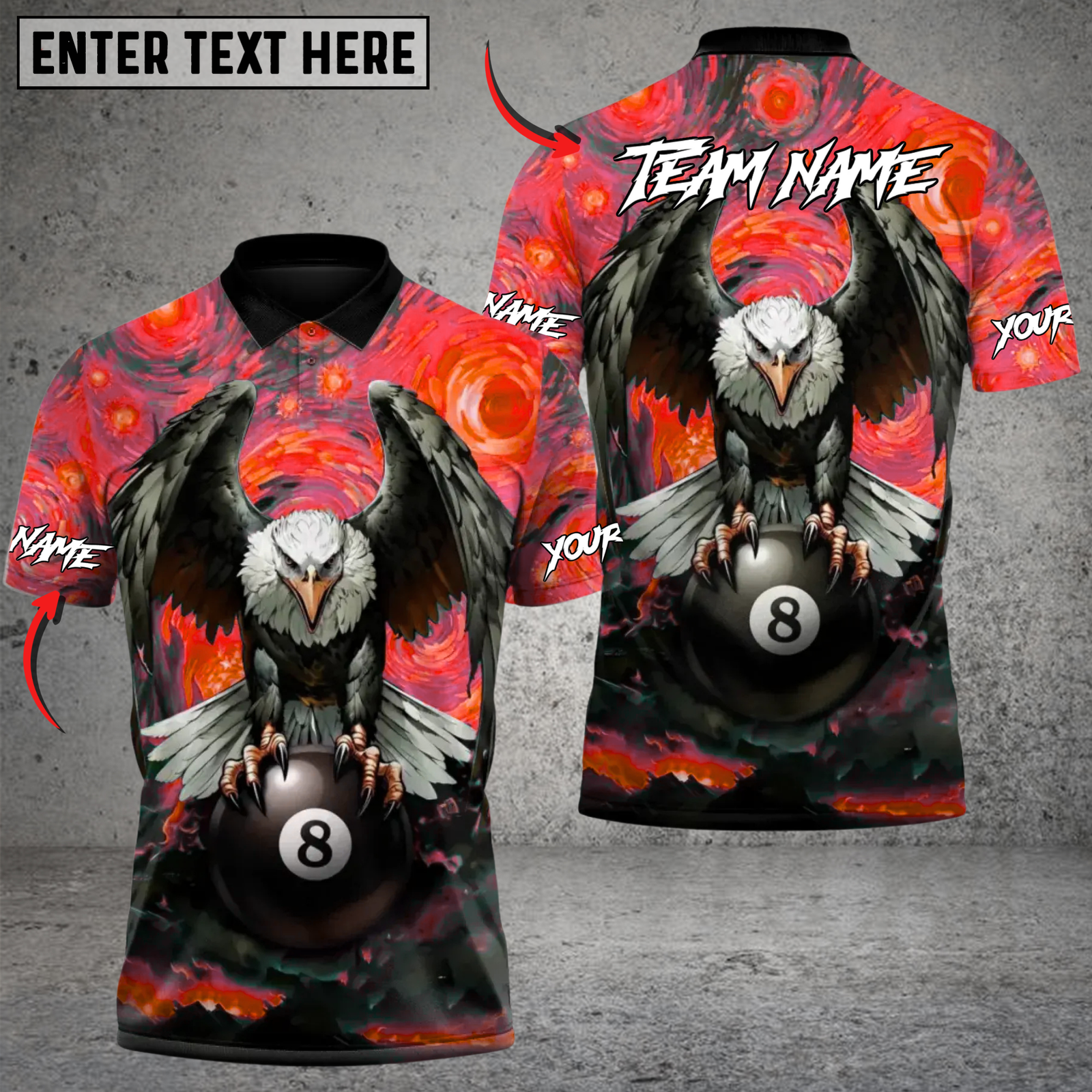 Blisscorners Eagle of the Final Frame 8 Ball Billiards Multicolor Customized Name, Team Name 3D Shirts