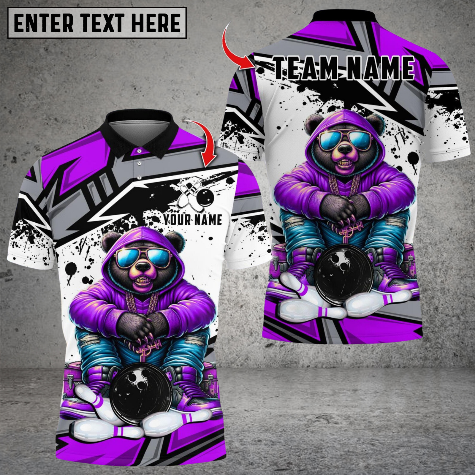 Blisscorners Bowling Bear Streetwear Red Hoodie Multicolor Customized Name, Team Name 3D Shirts