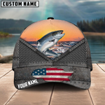 Blisscorners Salmon Fishing Sunset Customized Name 3D Cap