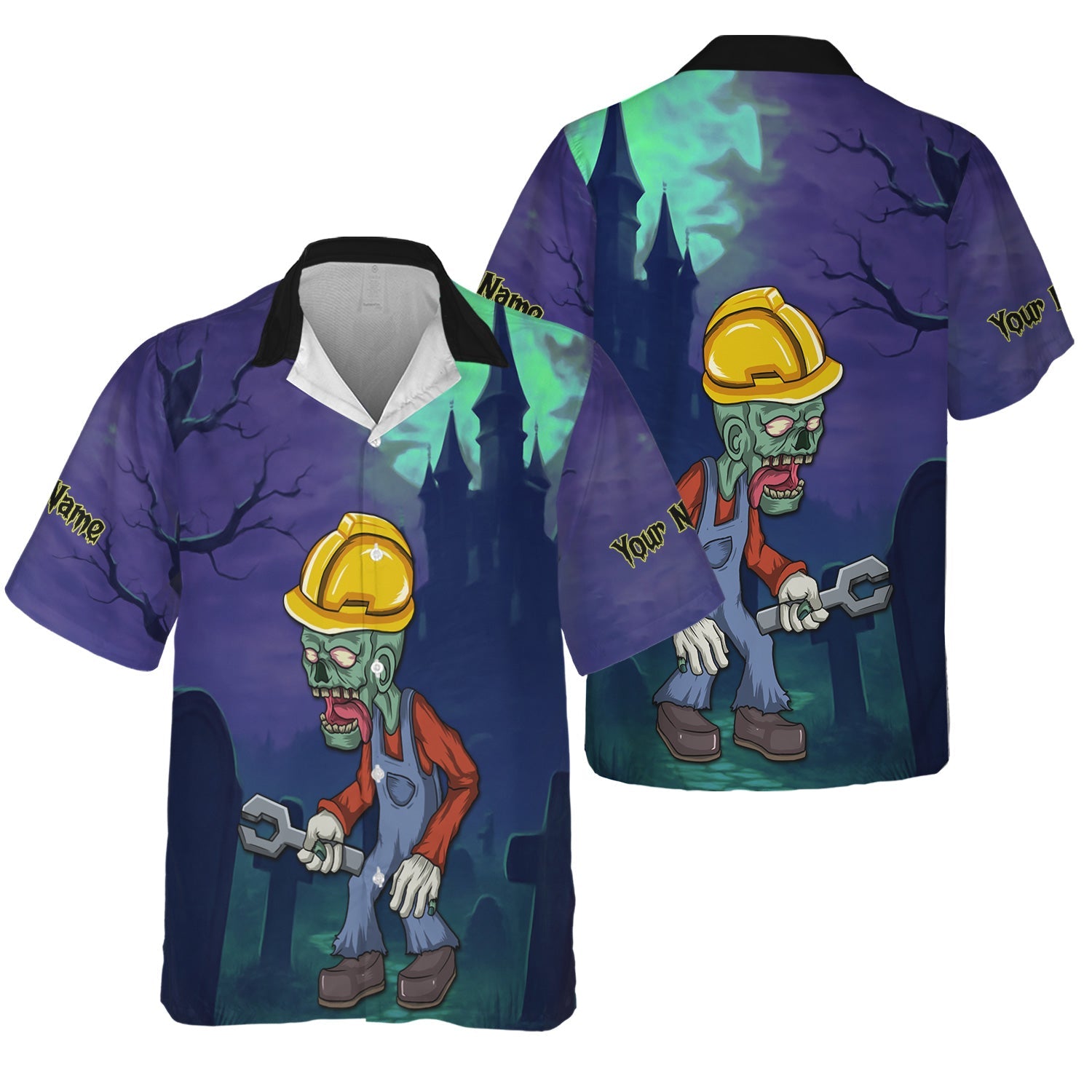 Blisscorners Custom Name Zombie Mechanic T Shirt Haunted House Halloween Shirt For Mechanic
