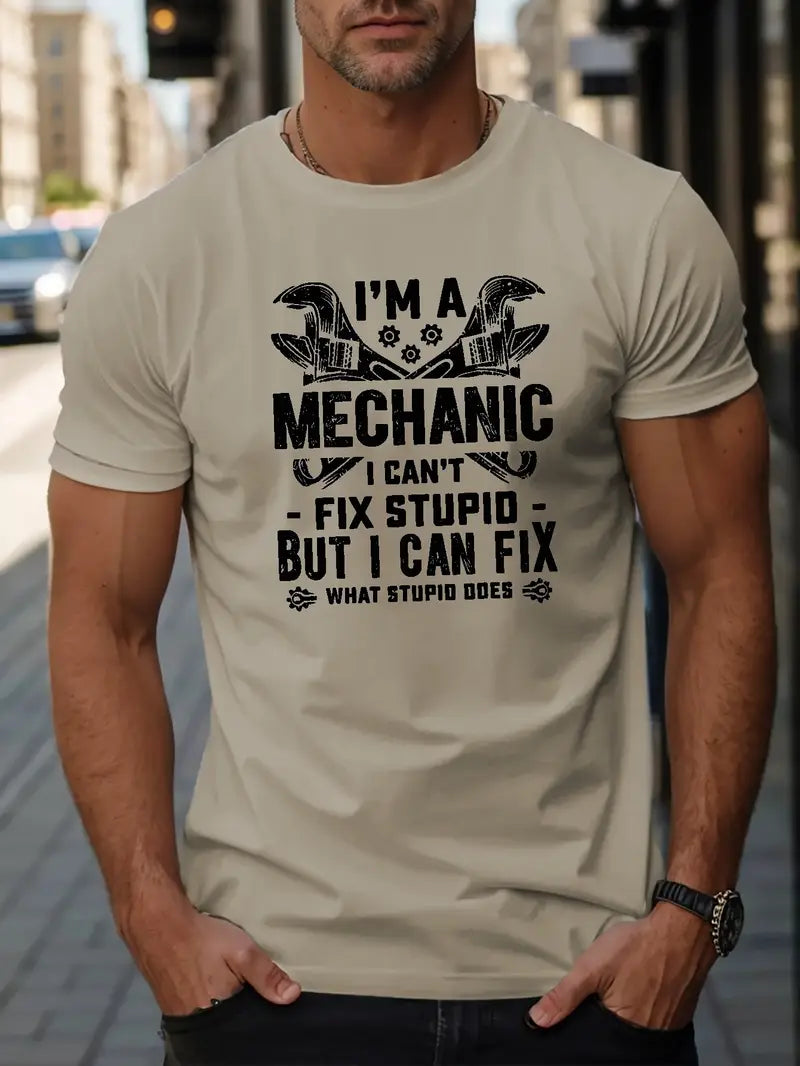 Blisscorners I'm A Mechanic Vintage T-shirt, Huge Wrench Print T-shirt, Top Mechanic Shirt, Father’s Day Mechanic Shirt