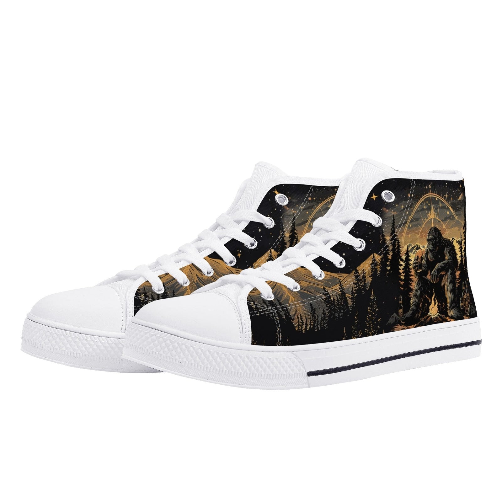 BLISSCORNERS NOT ALL WHO WANDER ARE LOST BIGFOOT COMPASS HIGH TOP CANVAS SHOES