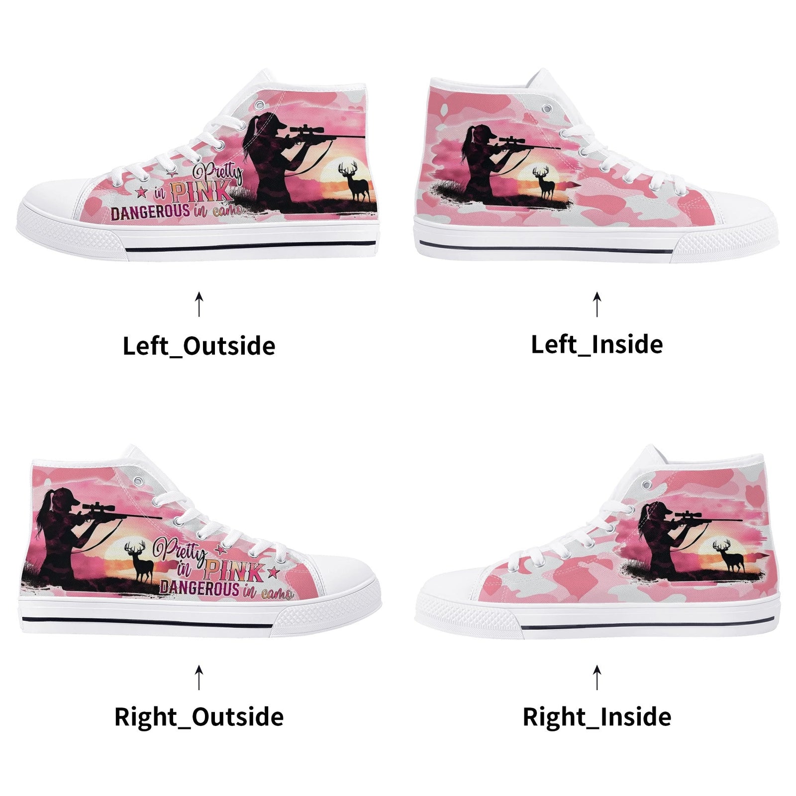 BLISSCORNERS PRETTY IN PINK HUNTING HIGH TOP CANVAS SHOES