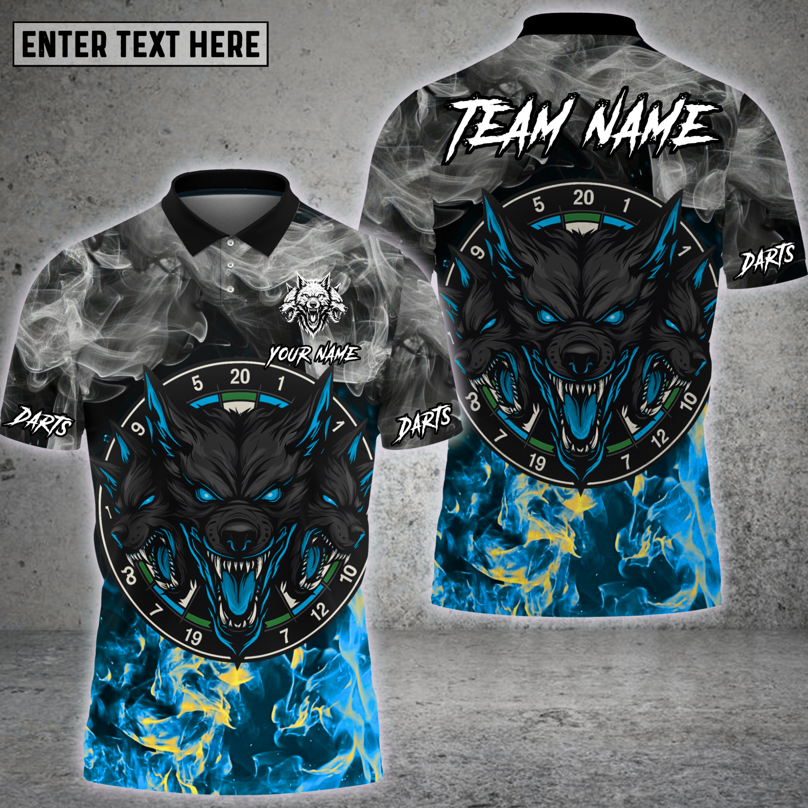 Blisscorners Fierce Wolf Darts Flame Art Multioptions Personalized Name, Team Name Unisex 3D Shirt (4 Colors)