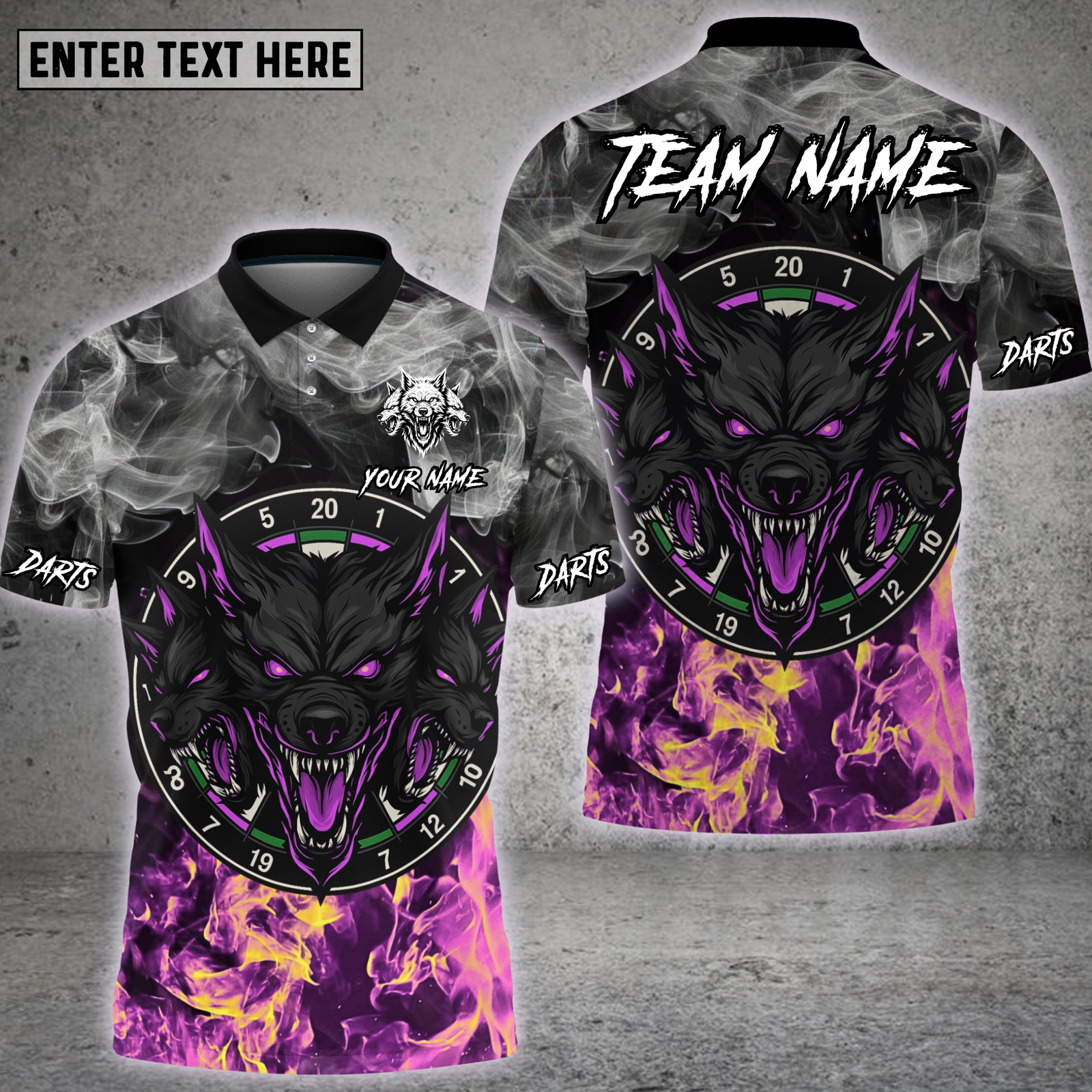 Blisscorners Fierce Wolf Darts Flame Art Multioptions Personalized Name, Team Name Unisex 3D Shirt (4 Colors)