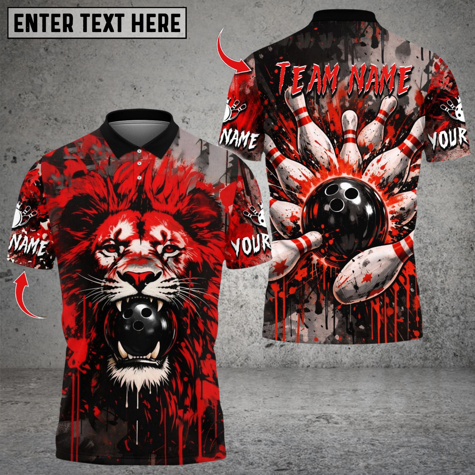 Blisscorners Lion Bowling Designn Multicolor Customized Name, Team Name 3D Shirts