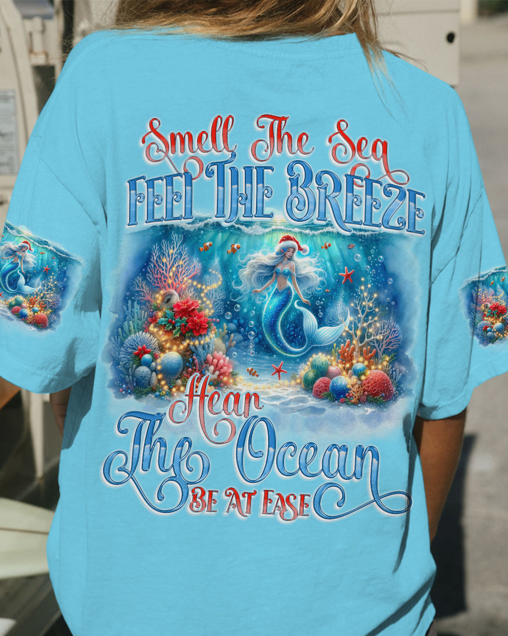 BLISSCORNERS SMELL THE SEA FEEL THE BREEZE MERMAID CHRISTMAS ALL OVER PRINT