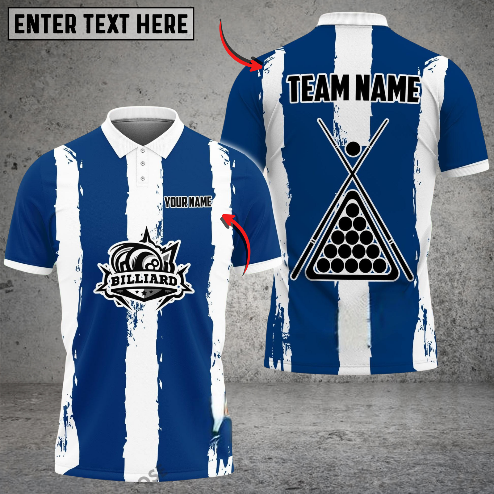 Blisscorners Billiards Classic Stripe Multicolor Customized Name, Team Name 3D Shirt