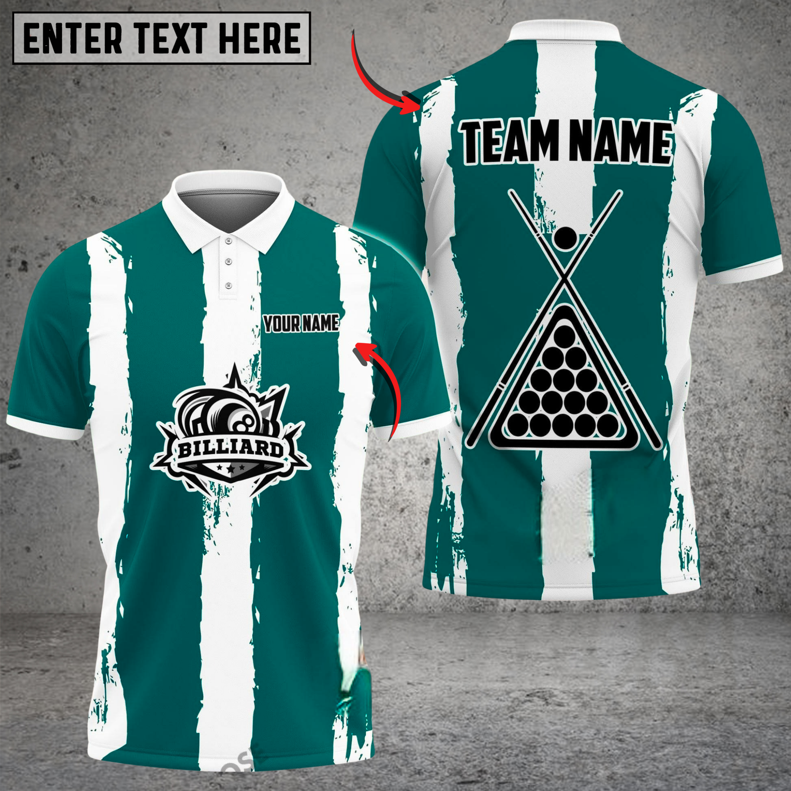Blisscorners Billiards Classic Stripe Multicolor Customized Name, Team Name 3D Shirt