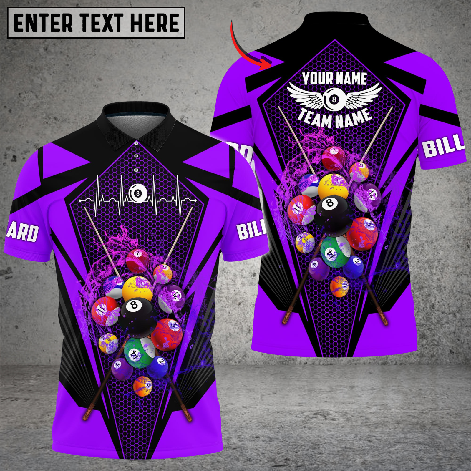 Blisscorners Billiards Neon Burst Pool Balls Multicolor Customized Name, Team Name 3D Shirt