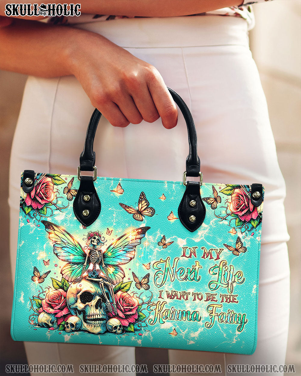 BLISSCORNERS KARMA FAIRY SKELETON SKULL LEATHER HANDBAG