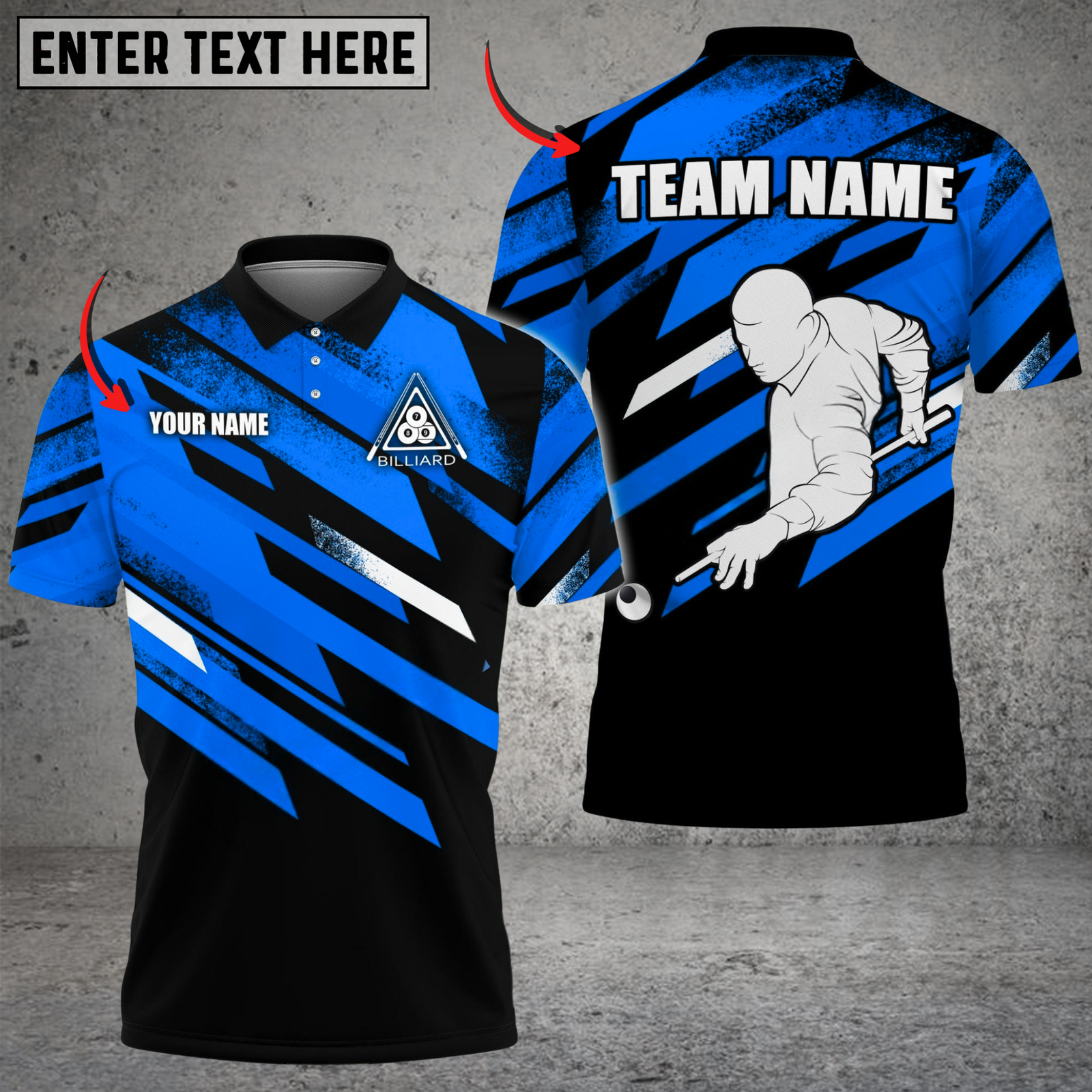 Blisscorners Billiards Slash Motion Multicolor Customized Name, Team Name 3D Shirt