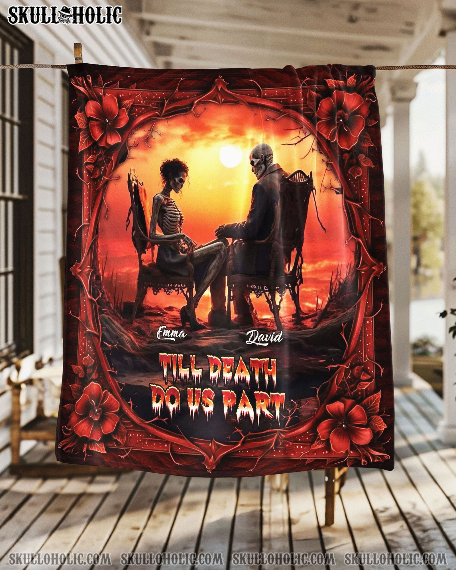 BLISSCORNERS PERSONALIZED TILL DEATH DO US PART COUPLE FLEECE BLANKET