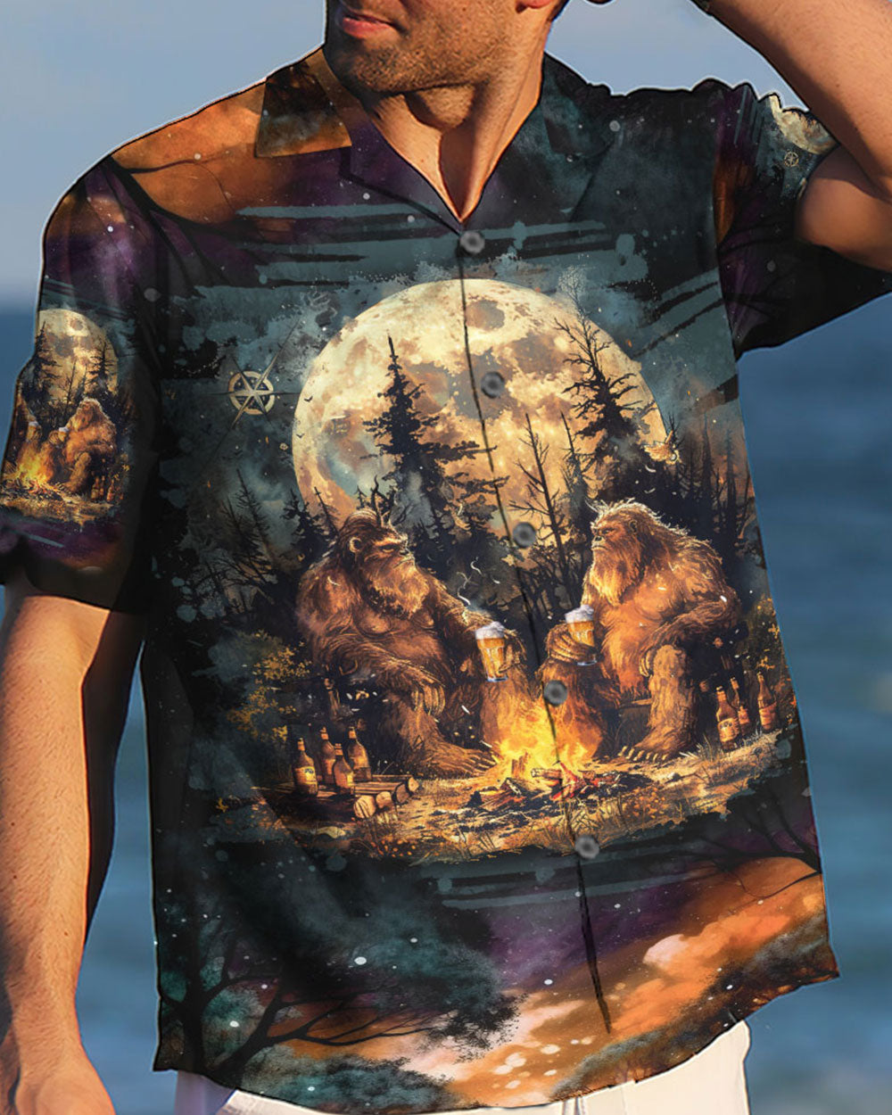 BLISSCORNERS MAKING MEMORIES ONE CAMPFIRE AT A TIME BIGFOOT HAWAIIAN SHIRT