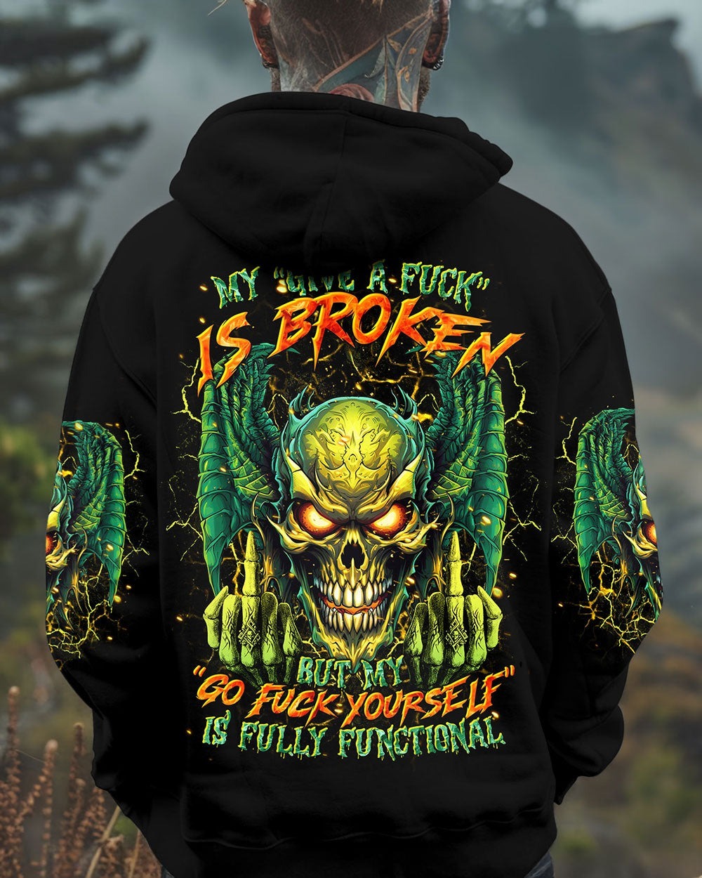 BLISSCORNERS MY GIVE A F IS BROKEN SKULL WINGS ALL OVER PRINT