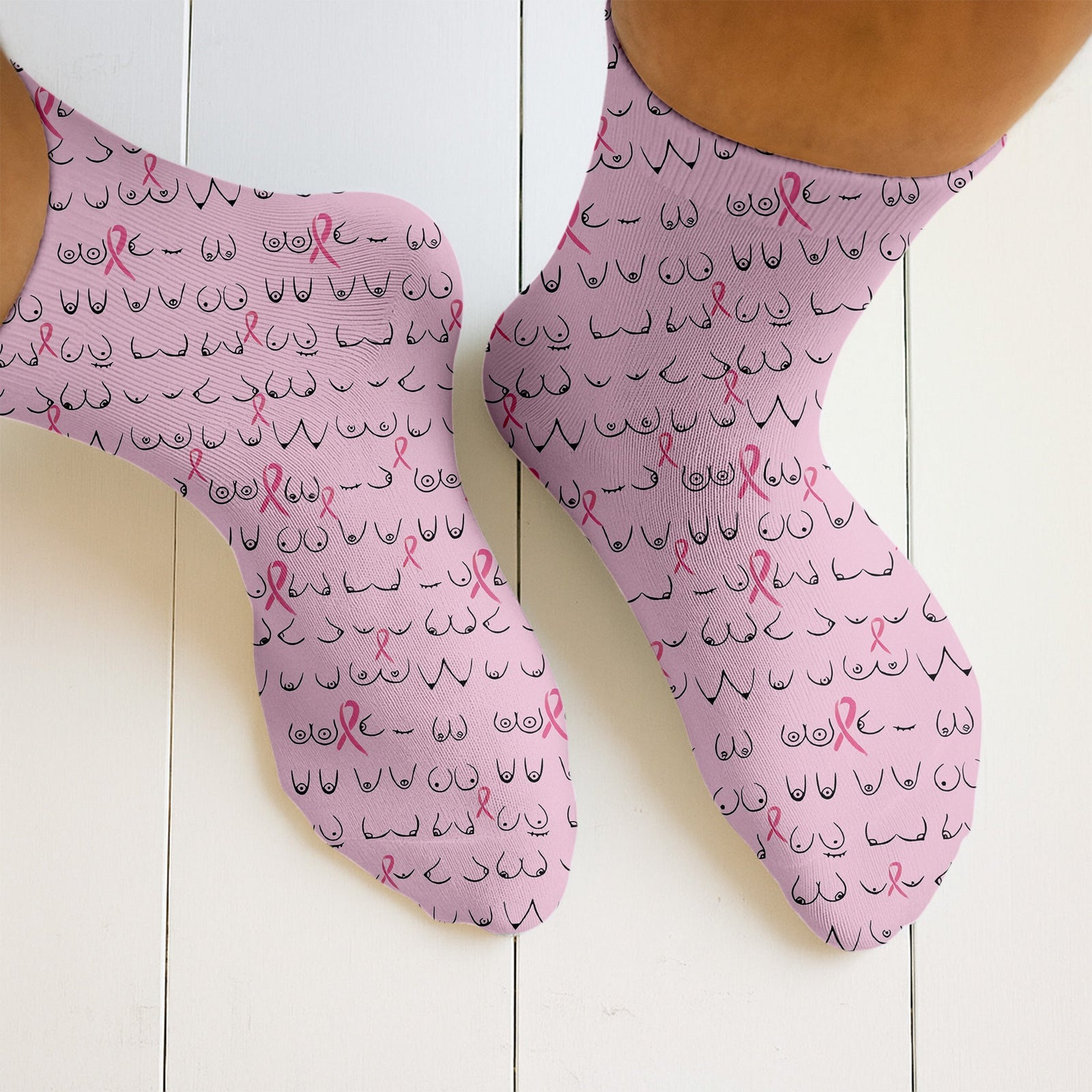 Blisscorners Funny Pink Golf Socks With Breast Cancer Pink Ribbon, Christmas Golf Gift, Golfing ApparelLM2611