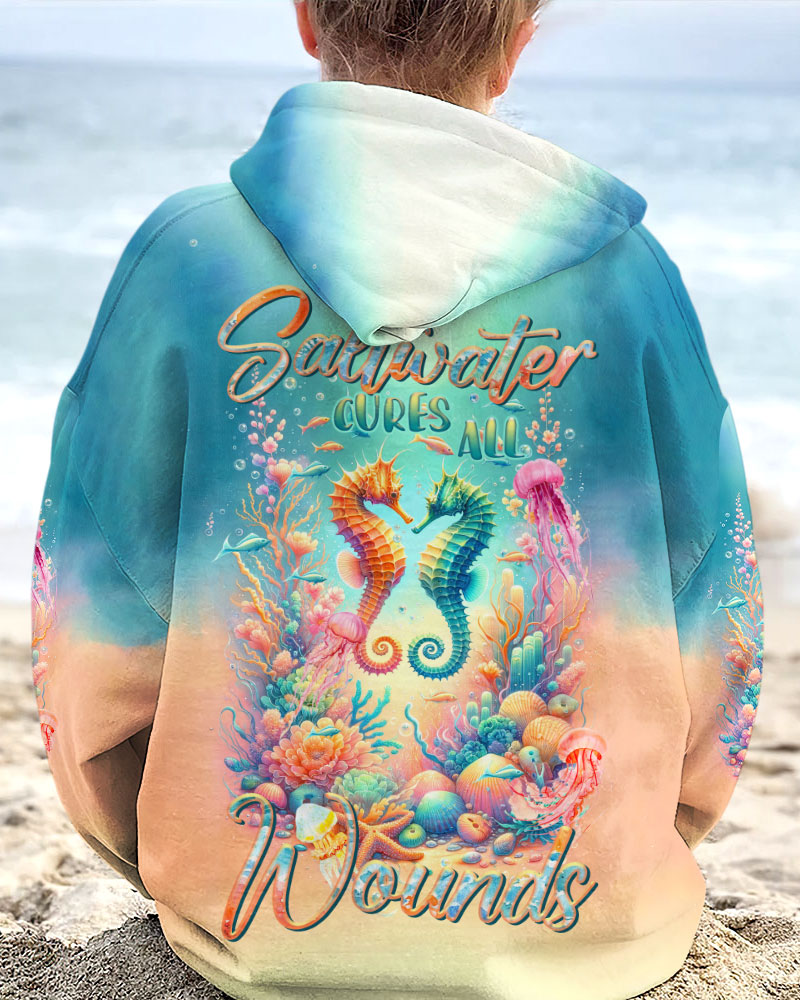 BLISSCORNERS SALTWATER CURES ALL WOUNDS SEAHORSE ALL OVER PRINT