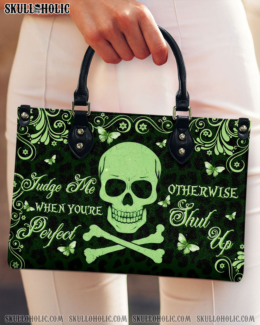 BLISSCORNERS JUDGE ME WHEN YOU'RE PERFECT LEATHER HANDBAG