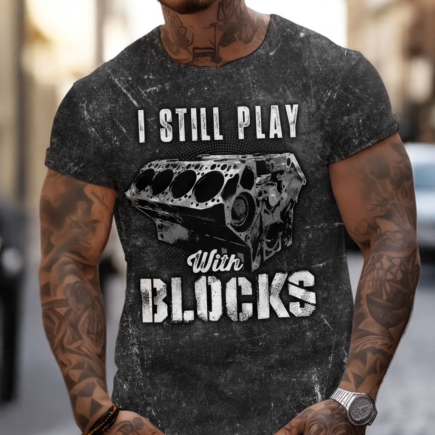 Blisscorners Vintage Mechanic Shirt I Still Play With Blocks T Shirt