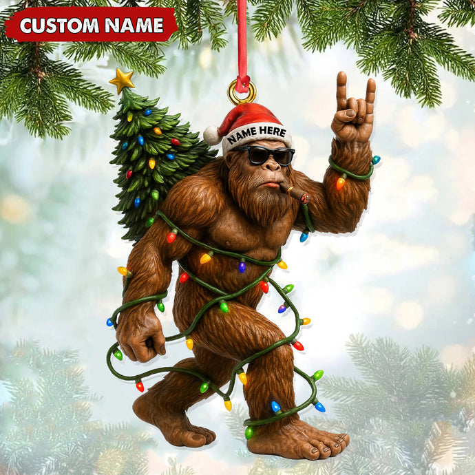 Blisscorners Personalized Bigfoot Christmas Ornament, Custom Name Funny Holiday Gift for Hunters LM0411