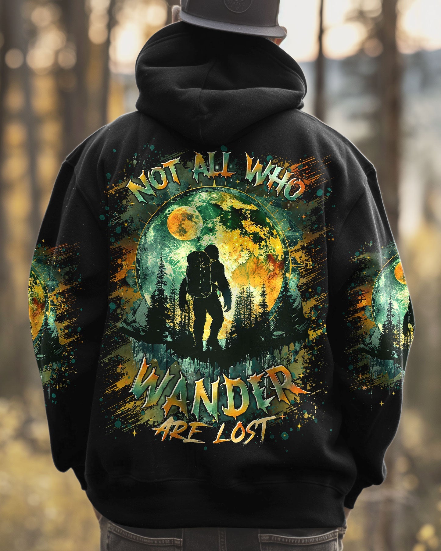 BLISSCORNERS NOT ALL WHO WANDER ARE LOST BIGFOOT ALL OVER PRINT