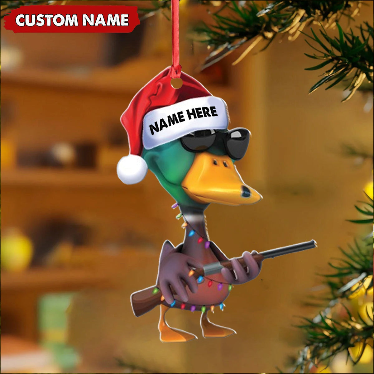 Blisscorners Personalized Funny Duck Hunting Acrylic Christmas Ornament Custom Gift for Hunters & Outdoor Lovers LM0110