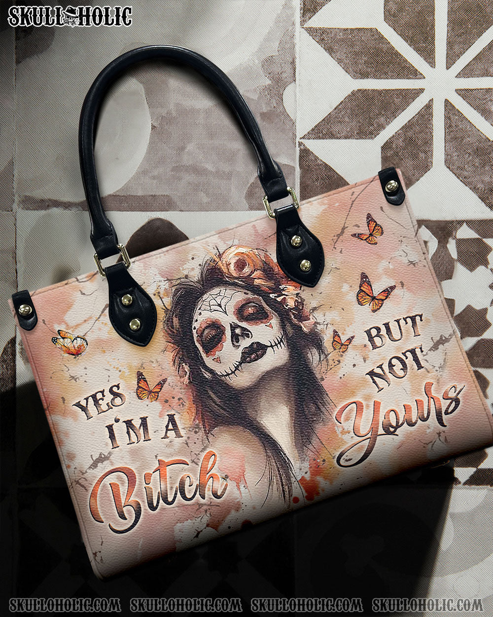 BLISSCORNERS YES I'M A B BUT NOT YOURS LEATHER HANDBAG