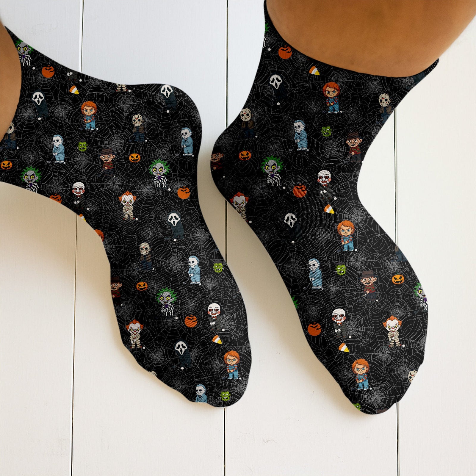 Blisscorners Classic Horror Characters Black Golf Socks, Christmas Golf Gift, Halloween Gift Idea, Golfing ApparelLM2611