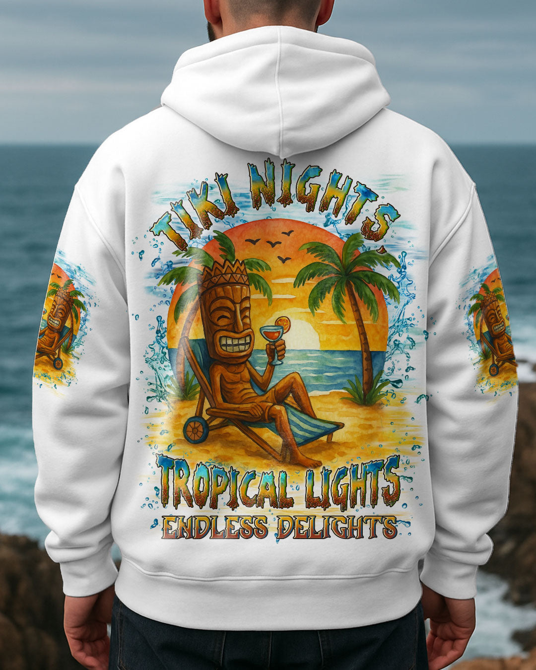 BLISSCORNERS TIKI NIGHTS TROPICAL LIGHTS ENDLESS DELIGHTS ALL OVER PRINT