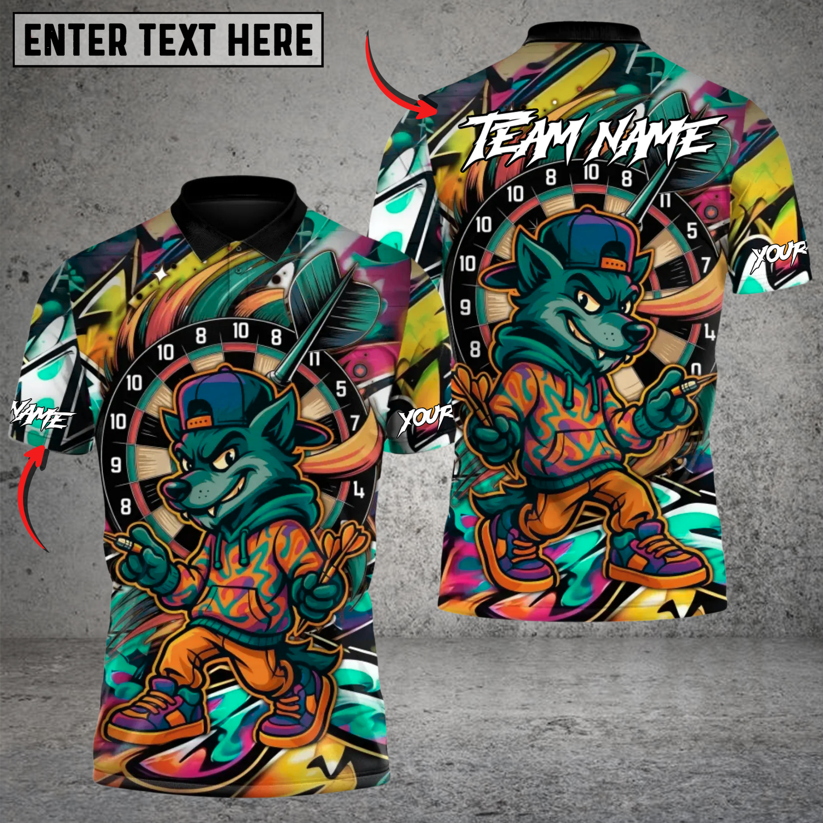 Blisscorners Street Wolf Darts Multicolor Customized Name, Team Name 3D Shirts