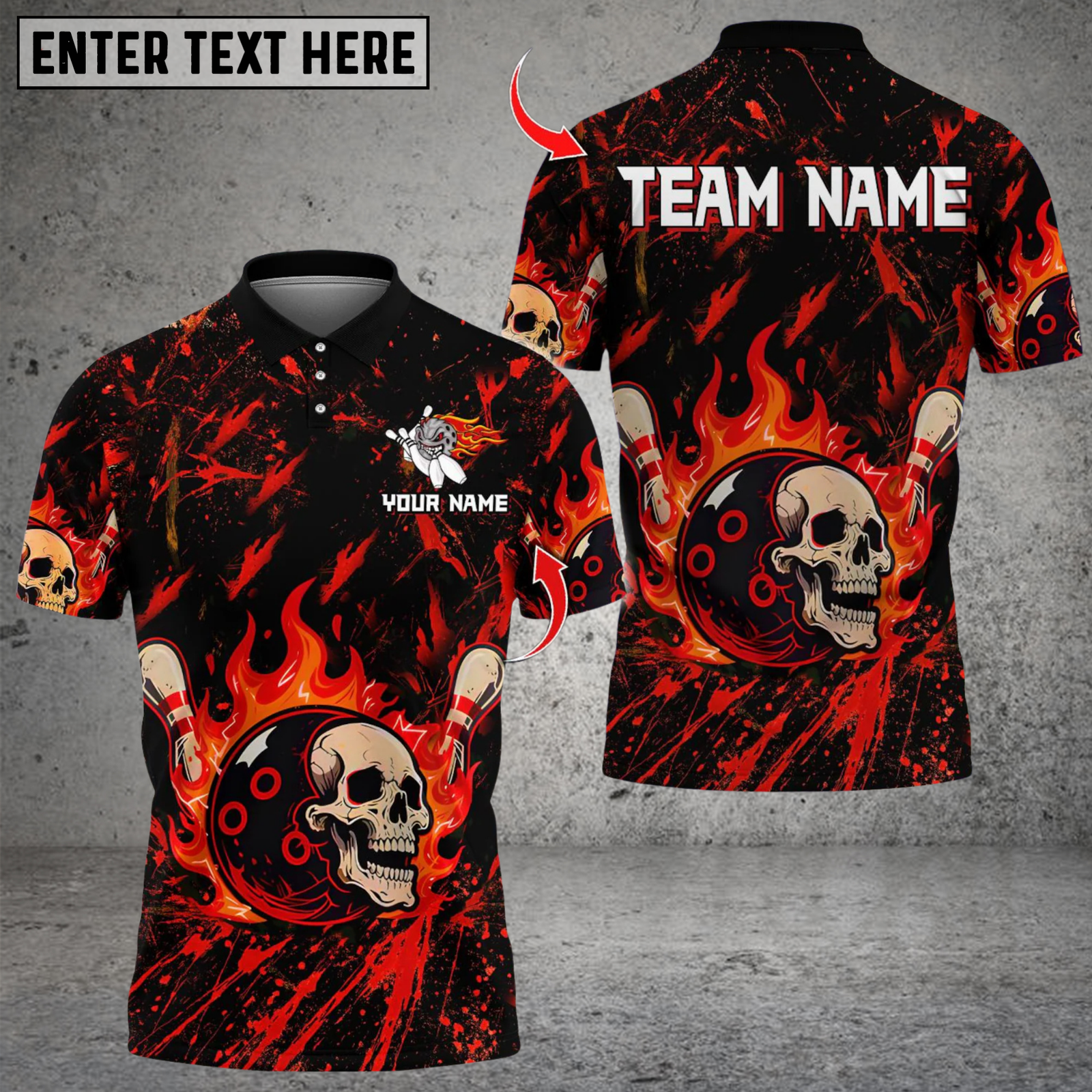 Blisscorners Bowling Flame Skull Multicolor Customized Name, Team Name 3D Shirts