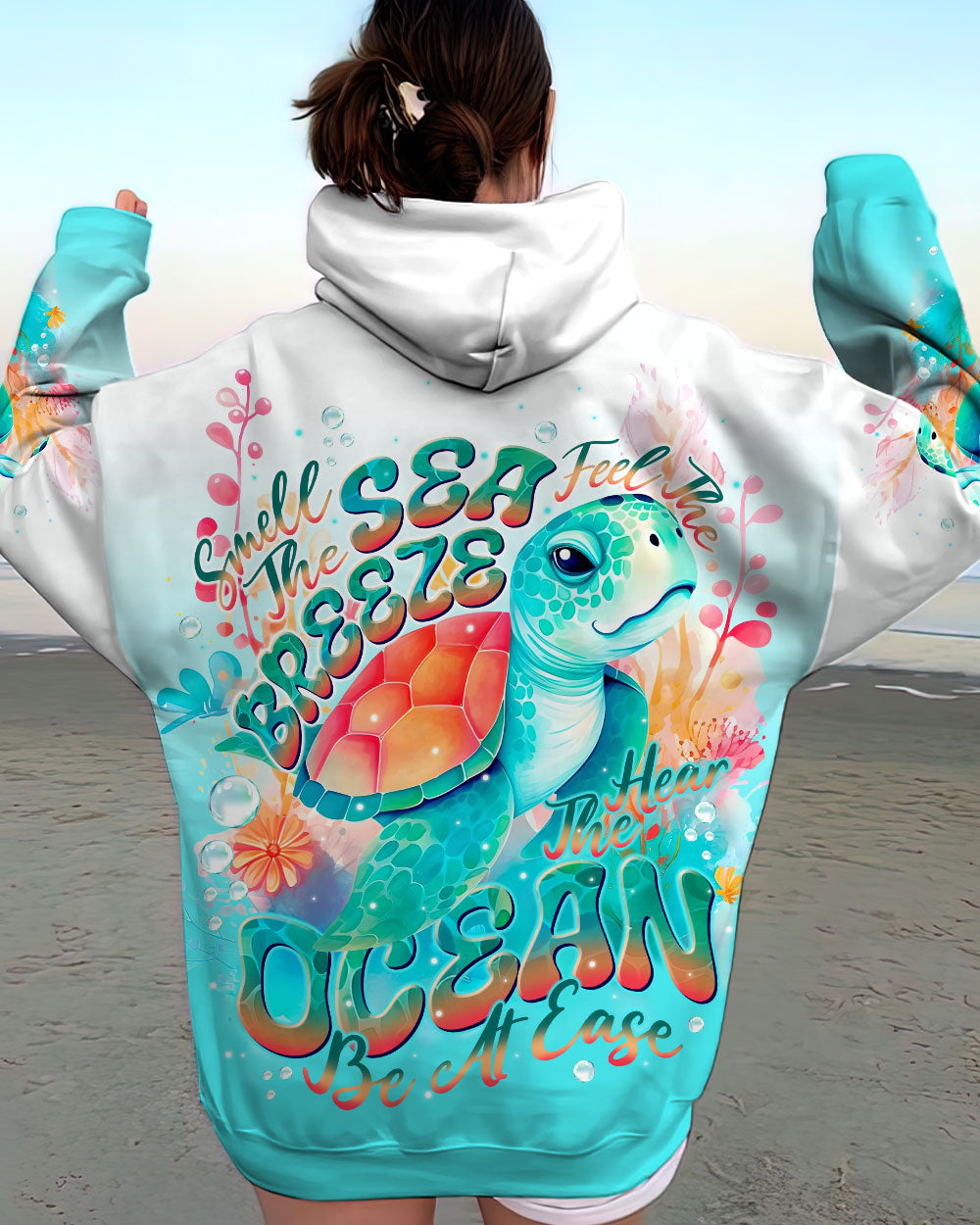 BLISSCORNERS SMELL THE SEA FEEL THE BREEZE TURTLE ALL OVER PRINT