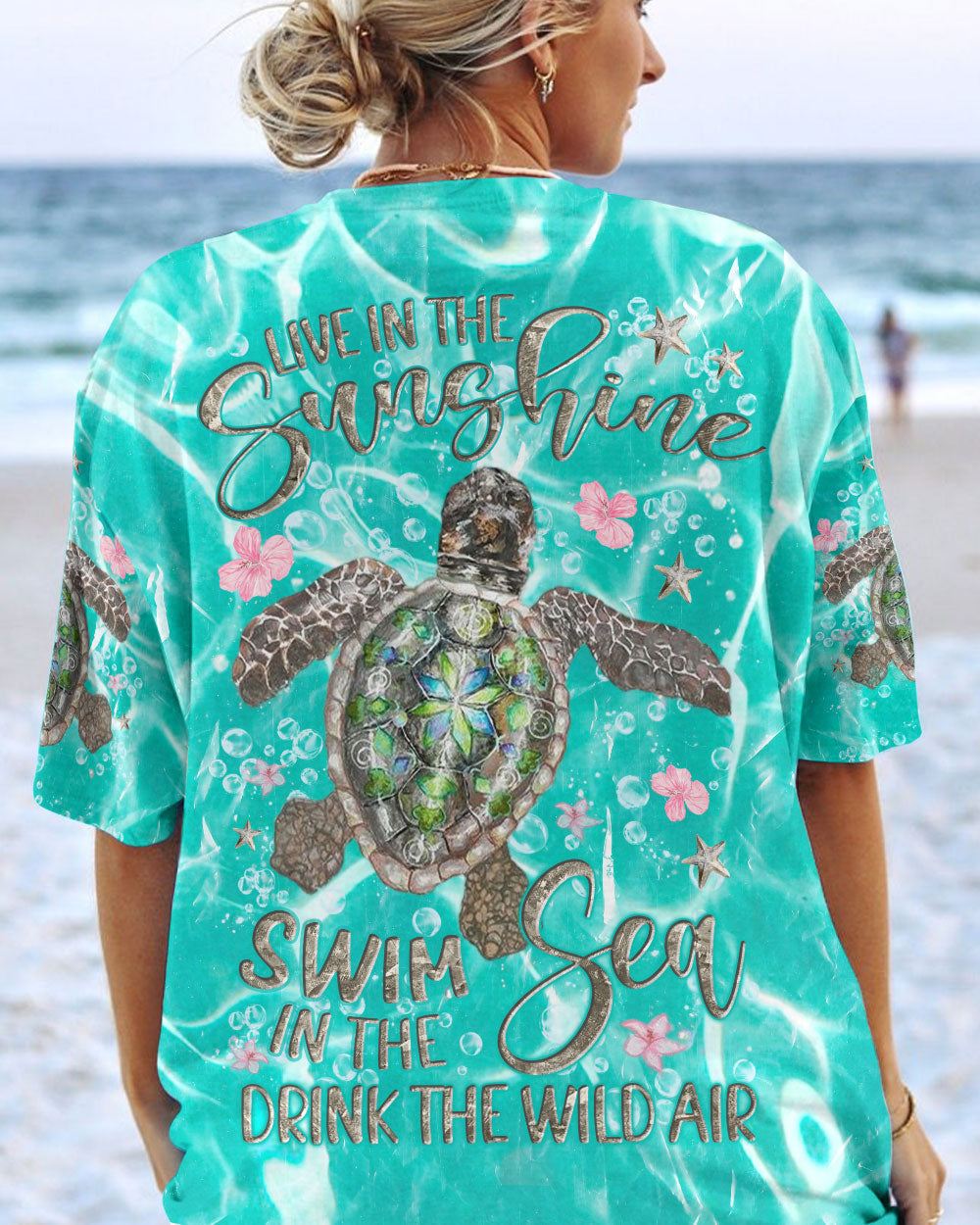 BLISSCORNERS LIVE IN THE SUNSHINE SWIM IN THE SEA TURTLE ALL OVER PRINT