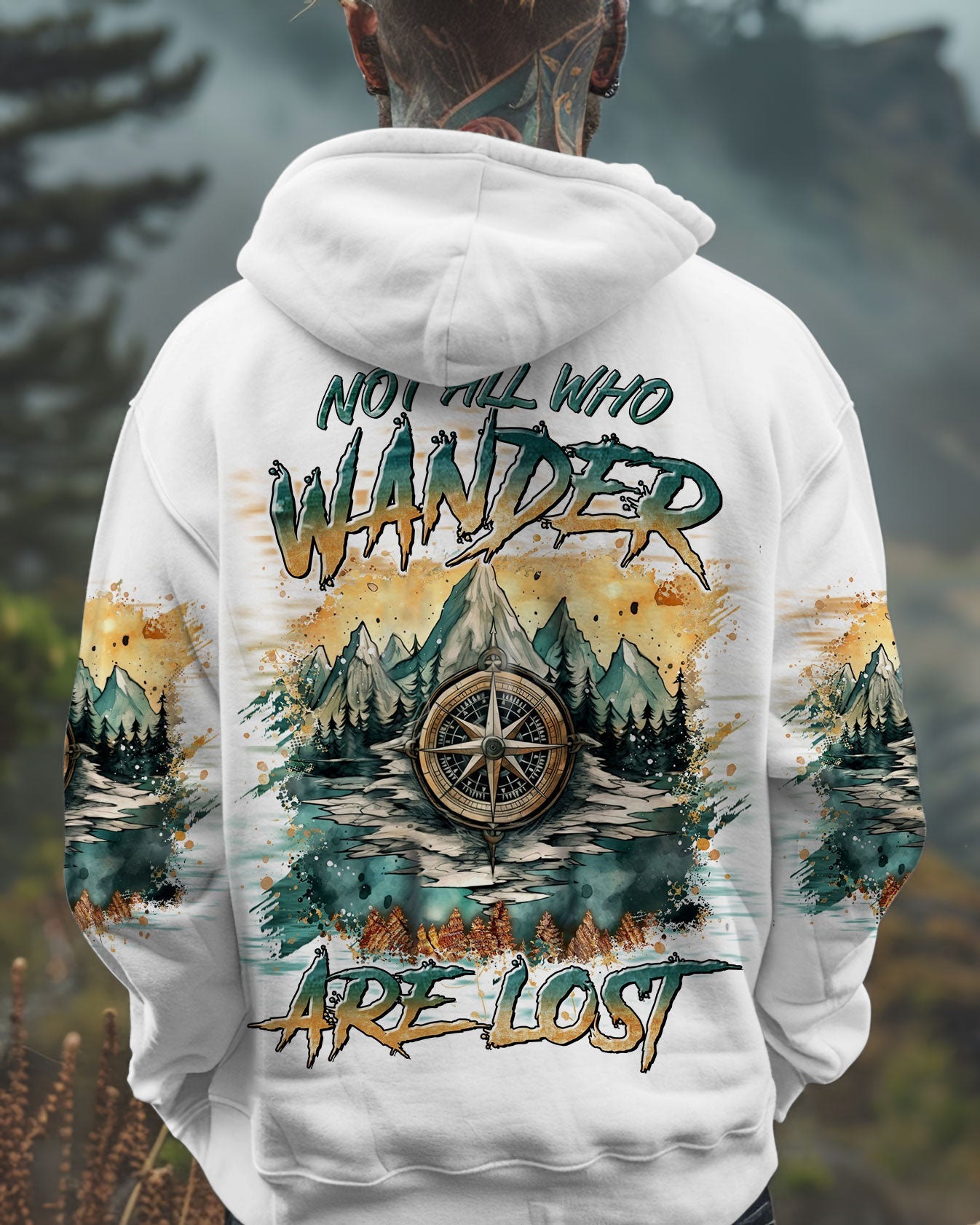 BLISSCORNERS NOT ALL WHO WANDER ARE LOST COMPASS ALL OVER PRINT