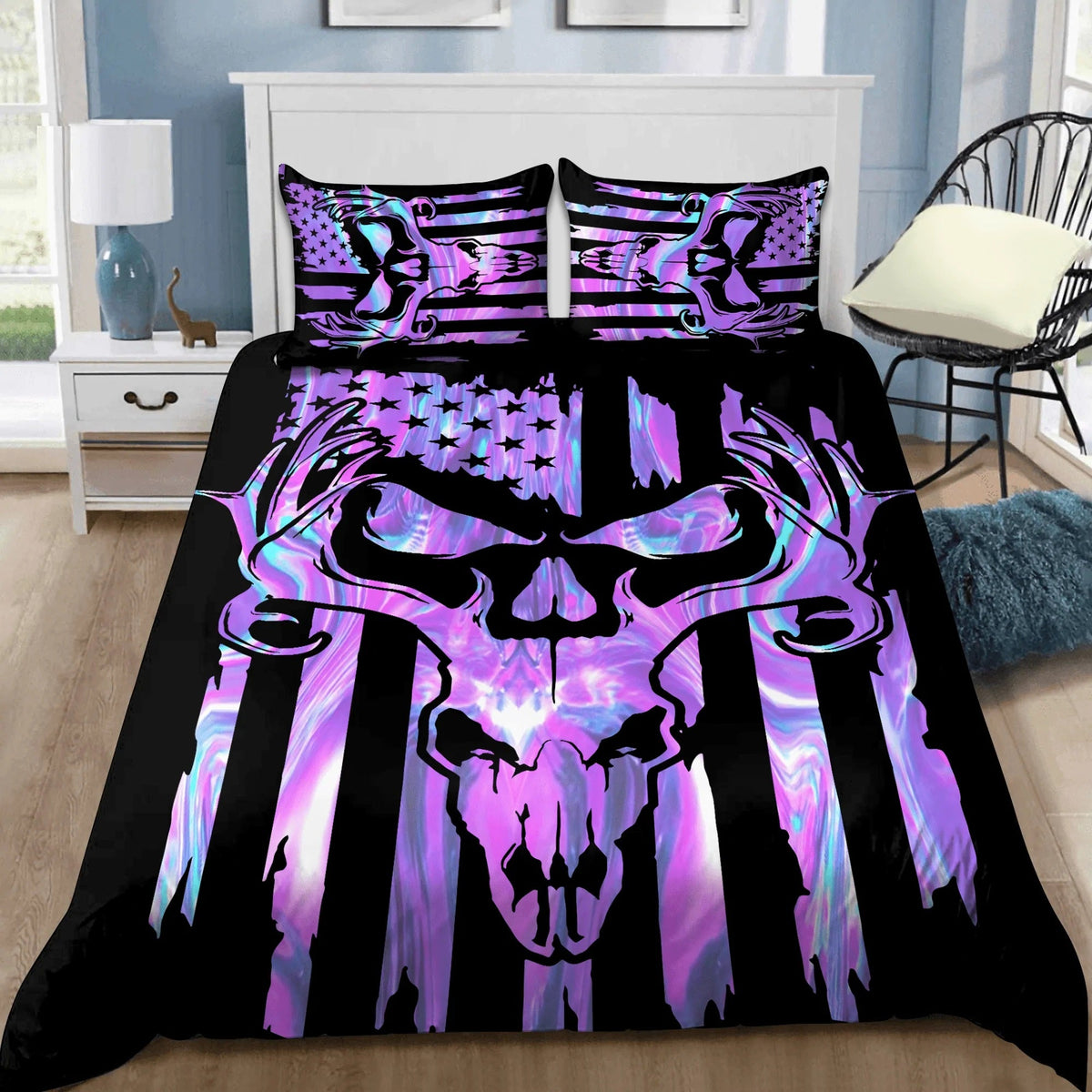 Blisscorners Deer Hunting Black Purple Blanket