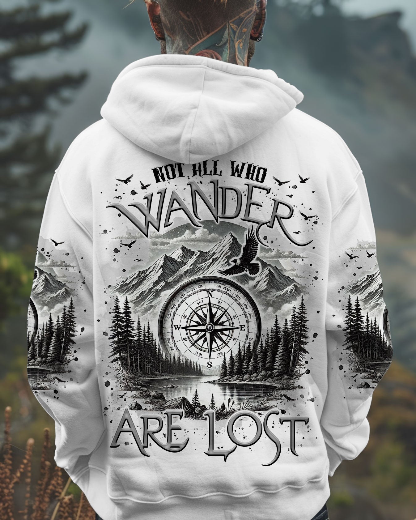 BLISSCORNERS NOT ALL WHO WANDER ARE LOST COMPASS ALL OVER PRINT