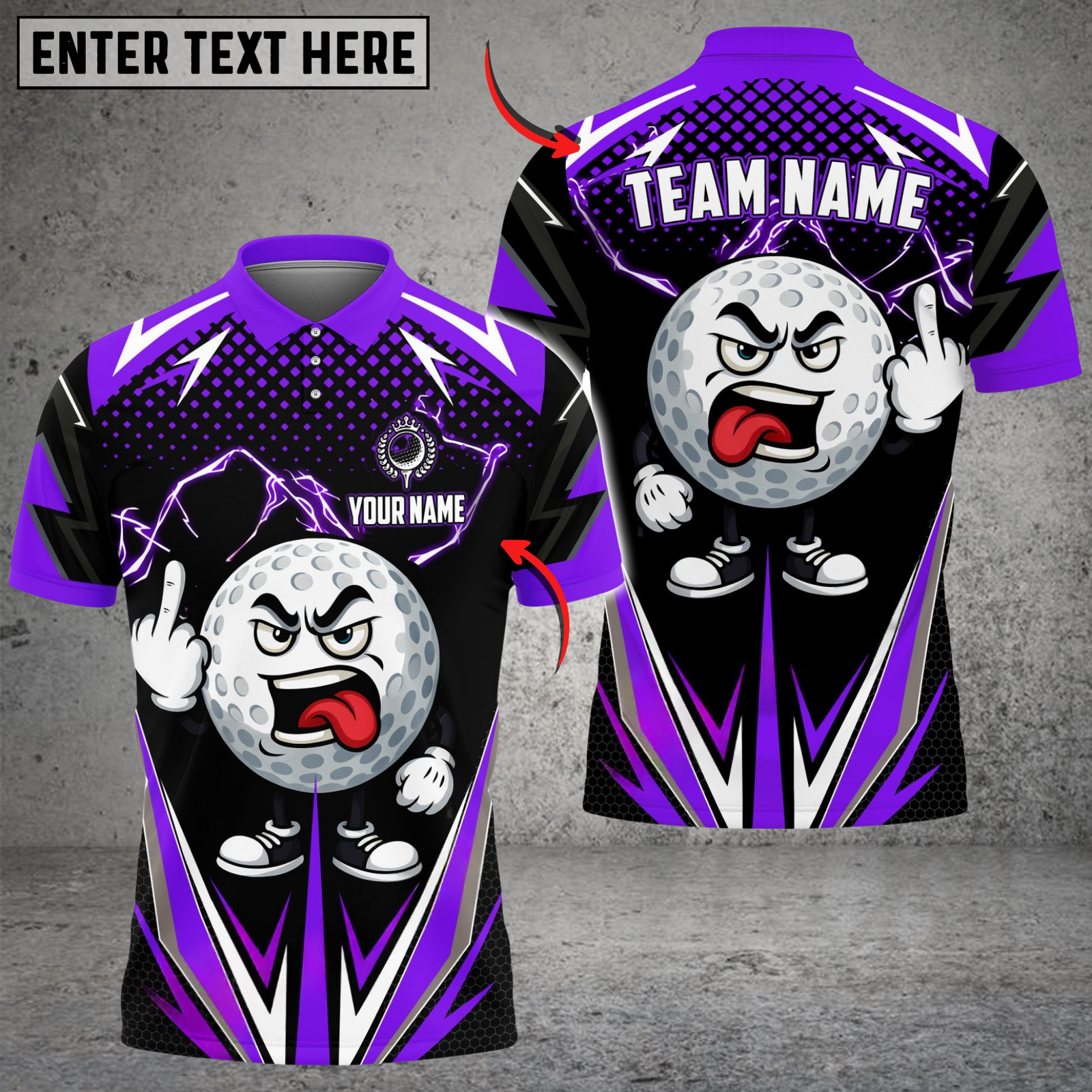 Blisscorners Funny Angry Golf Ball Polo Shirt, Customized Name & Team Name 3D Shirts (4 Colors)
