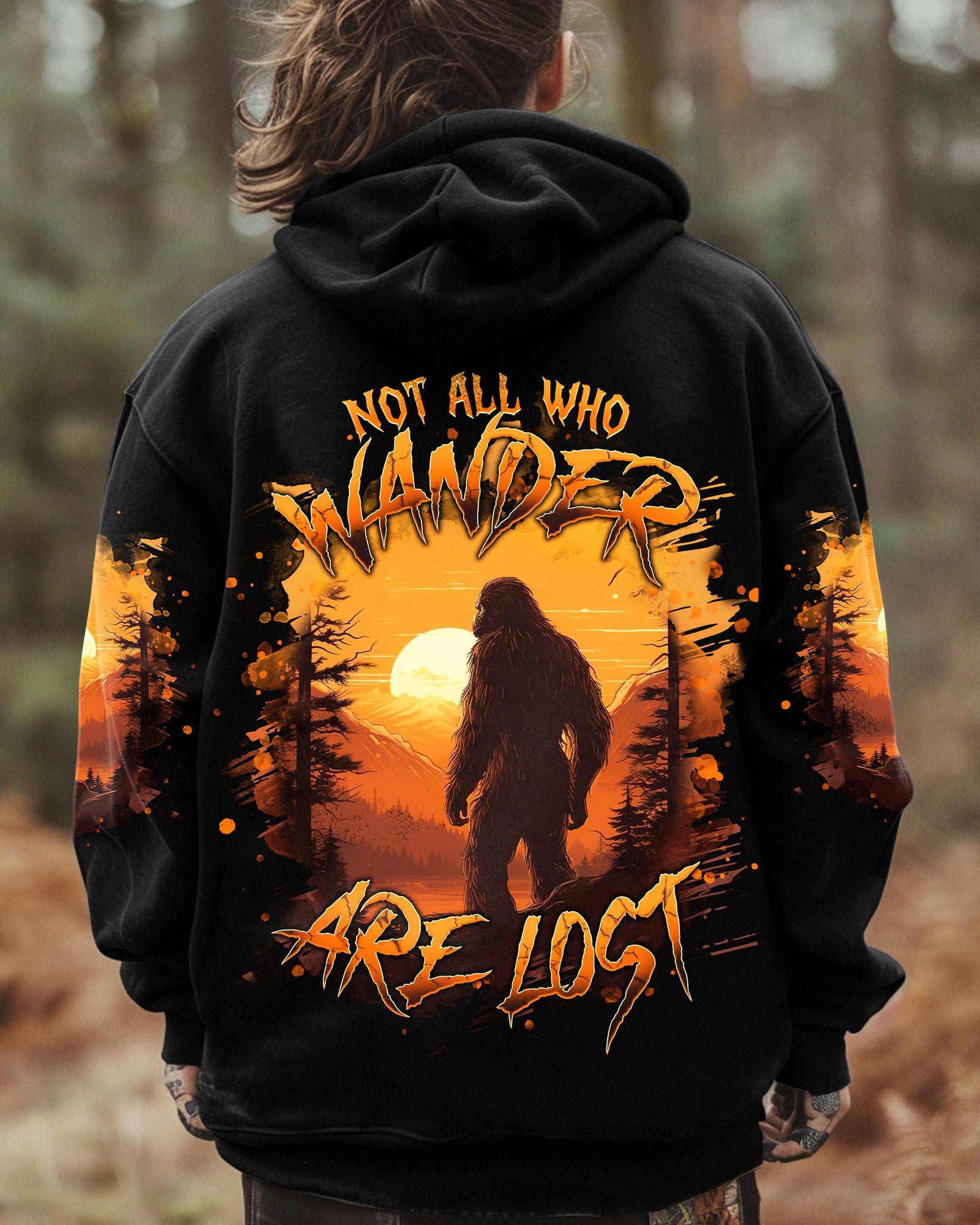 BLISSCORNERS NOT ALL WHO WANDER ARE LOST BIGFOOT ALL OVER PRINT