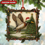 Blisscorners Personalized Flying Duck Christmas Ornament, Custom Name Hunting Gift for Outdoor Lovers LM0411