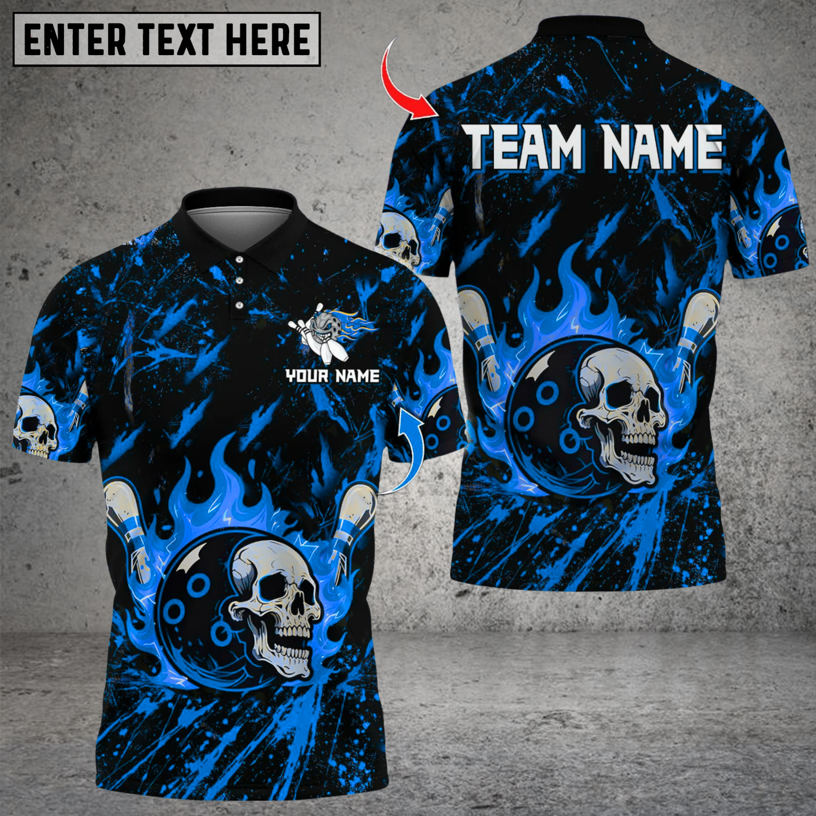 Blisscorners Bowling Flame Skull Multicolor Customized Name, Team Name 3D Shirts
