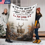 Blisscorners Personalized Deer Hunting “To My Wife, I Hunt for Peace and Come Home for Love†Fleece Blanket LM1611
