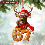 Blisscorners Personalized Deer Christmas Ornament, 67 Gingerbread Number Decoration 2025, Funny Buck Birthday Holiday Tree Gift