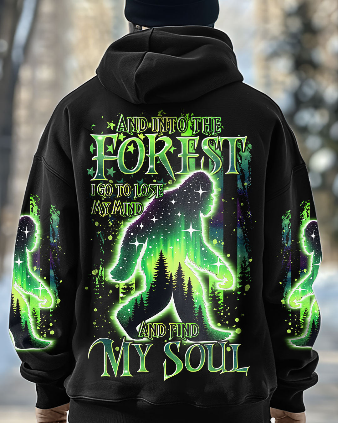 BLISSCORNERS AND INTO THE FOREST I GO BIGFOOT ALL OVER PRINT