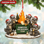 Blisscorners Personalized Dumpster Fire Response Team Christmas Ornament, Custom Name Raccoon Office Crew Gift, Funny Workplace Dumpster Fire Holiday Decor