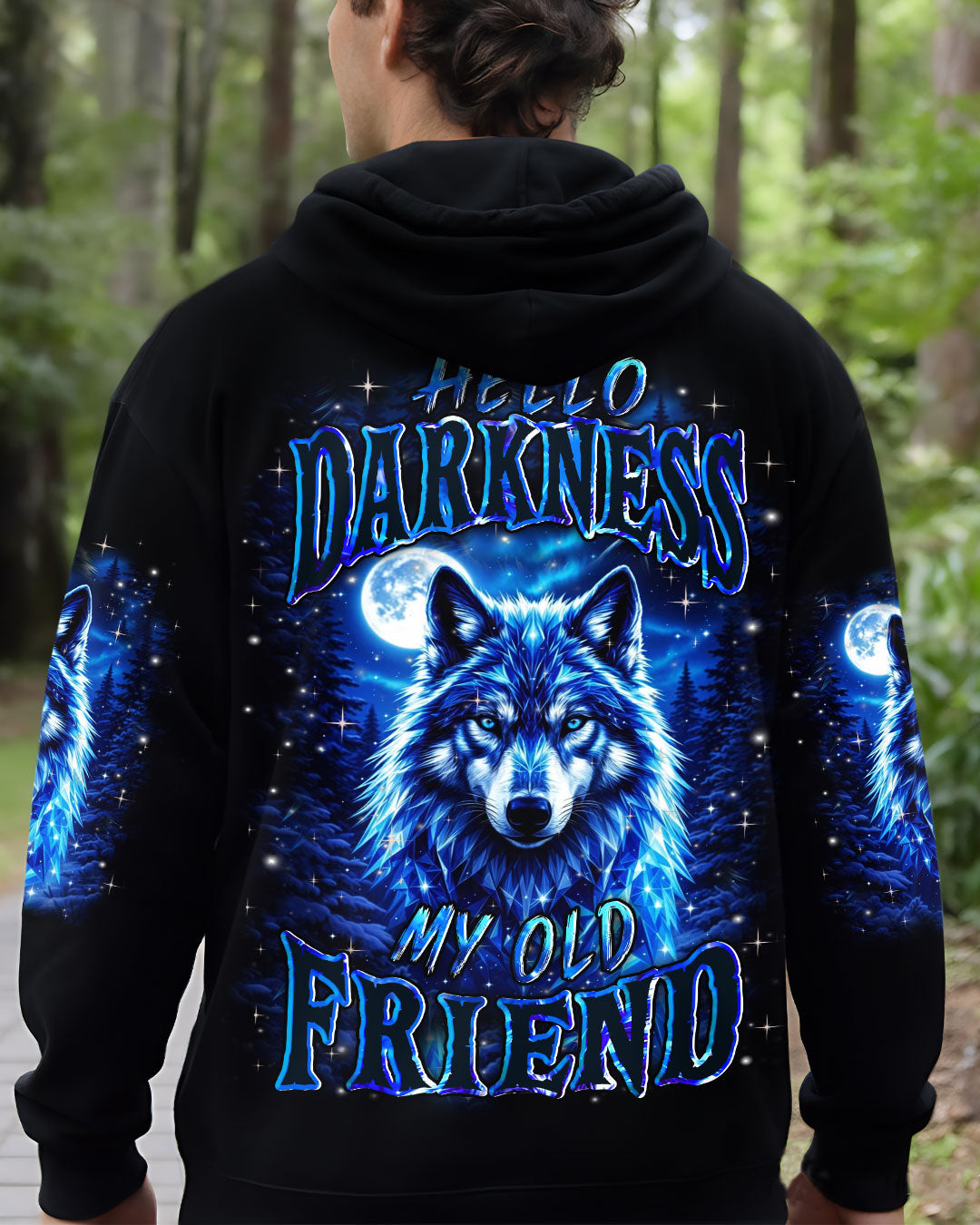 BLISSCORNERS HELLO DARKNESS MY OLD FRIEND WOLF ALL OVER PRINT