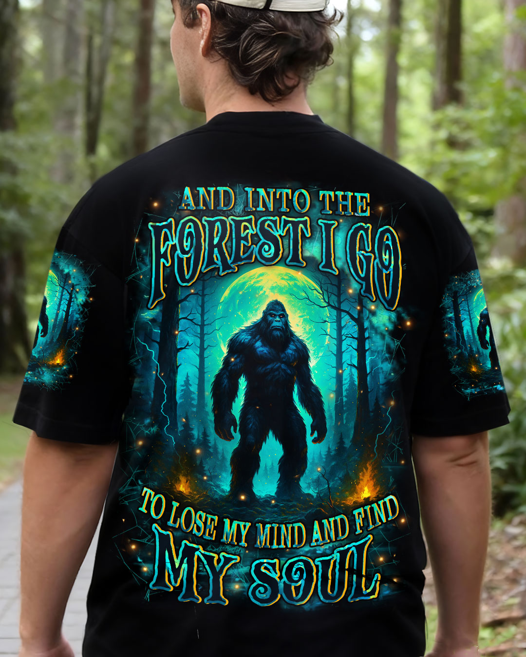 BLISSCORNERS AND INTO THE FOREST I GO BIGFOOT ALL OVER PRINT