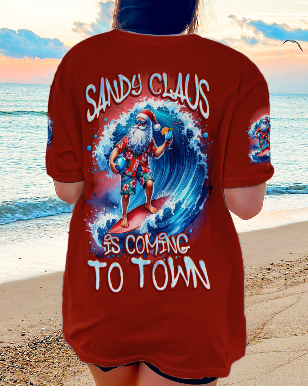 BLISSCORNERS SANDY CLAUS IS COMING TO TOWN CHRISTMAS ALL OVER PRINT